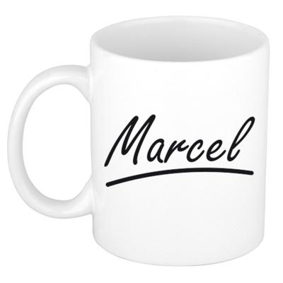 Marcel Naam koffiemok - beker - met sierlijke letters - wit - 300 ml - Cadeau - Heren Marcel Naam koffiemok - beker - met sierlijke letters - wit - 300 ml - Cadeau - Heren