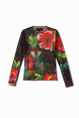 Tule bloemenshirt - BLACK - S Tule bloemenshirt - BLACK - S