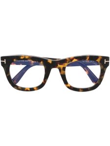 TOM FORD Eyewear lunettes de vue carrées à effet écailles de tortue - Marron