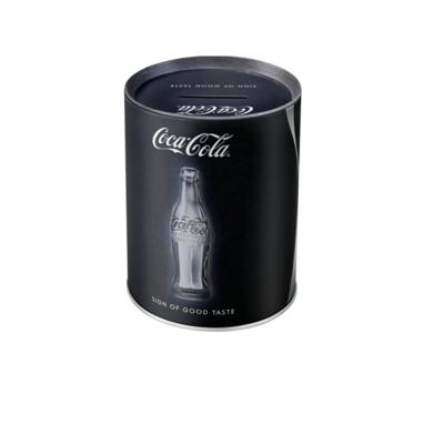 Coca Cola thema spaarpot - zwart - metaal - 10 x 13 cm