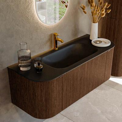 Badmeubel Mondiaz Kurve | 120 cm | Meubelkleur Walnut | Wastafelkleur Urban | Midden spoelbak | 1 kraangat