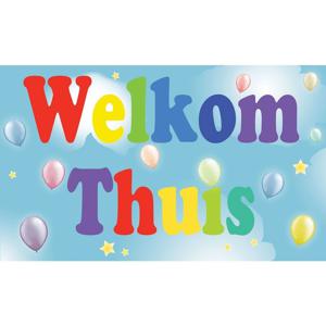 Welkom thuis feestartikelen vlag - 90 x 150 cm - polyester - versiering