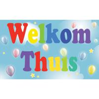 Welkom thuis feestartikelen vlag - 90 x 150 cm - polyester - versiering