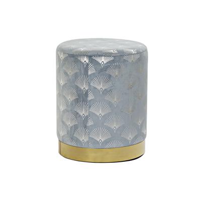 Voetensteun DKD Home Decor Blauw Polyester Metaal Gouden (35 x 35 x 43 cm)