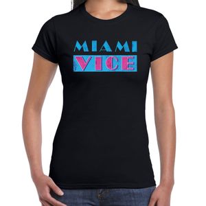 Disco verkleed t-shirt dames - jaren 80 feest outfit - miami vice - zwart