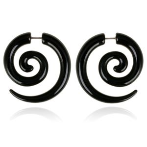 Tribal bone oorbellen Black Spiral