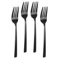 Bellatio design Gebaksvorkjes - 12x stuks - zwart - RVS - taartvorkjes - 15 cm