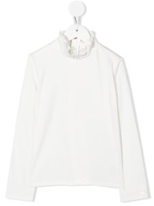 Chloé Kids pull volanté à broderie anglaise - Blanc