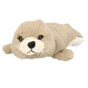 Pluche zeehond knuffel - liggend - beige - polyester - 20 cm