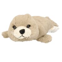 Pluche zeehond knuffel - liggend - beige - polyester - 20 cm - thumbnail