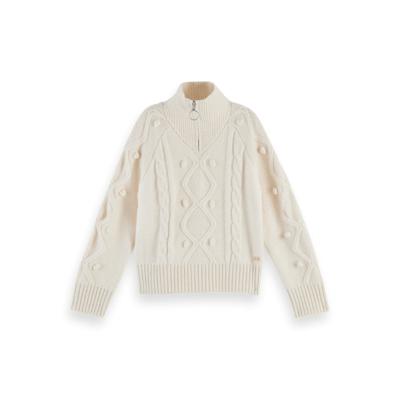 Half-zip cable knit pullover