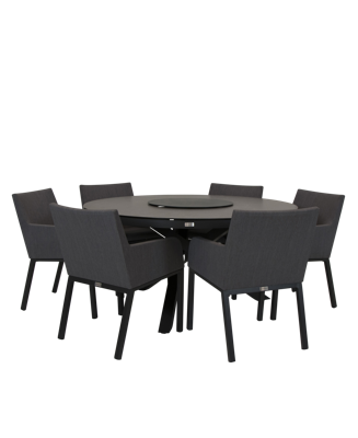 Qopps Perth tuintafel 150 rond Antraciet met tuinstoel Decan