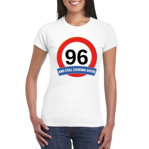 Verkeersbord 96 jaar t-shirt wit dames