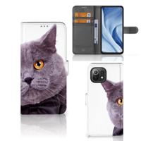Xiaomi 11 Lite 5G NE | Mi 11 Lite | Telefoonhoesje | Met pasjeshouder | Kat