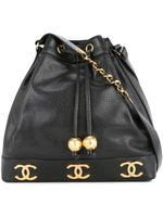 CHANEL Pre-Owned 1994-1996 logos drawstring shoulder bag - Noir - thumbnail