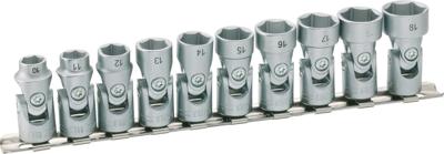 HAZET Zeskant-scharnierdopsleutelset 880G/10H · 3/8 inch (10 mm) vierkant hol · Buiten-zeskant-tractieprofiel · 10-delig · 10 · 11 · 12 · 13 · 14 · 15