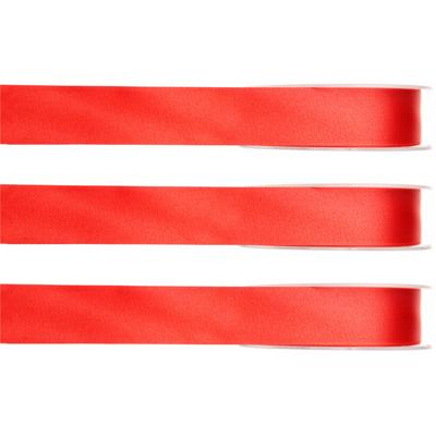 Hobby/decoratie satijnen lint - 3x - rood - 1 cm x 25 meter - cadeauverpakking - polyester