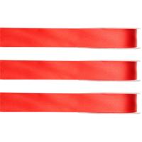 Hobby/decoratie satijnen lint - 3x - rood - 1 cm x 25 meter - cadeauverpakking - polyester
