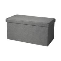 Hocker zit bankje - poef XXL - opbergbox - grijs - polyester/mdf - 76 x 38 x 38 cm - opvouwbaa