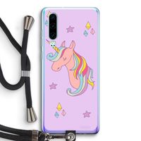 Roze eenhoorn: Huawei P30 Transparant Hoesje met koord