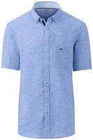 Fynch-Hatton Casual Fit Linnen Overhemd blauw, Effen