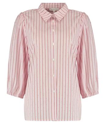 Tramontana Striped Blouse Rhinestones C33-16-301 Flash Blouse 004100-pink