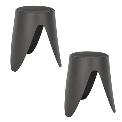 Stapelbaar zit krukje Gala - 2x - kunststof - antraciet - D30 x H46 cm - stoelen