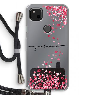 Hartjes en kusjes: Pixel 4a Transparant Hoesje met koord