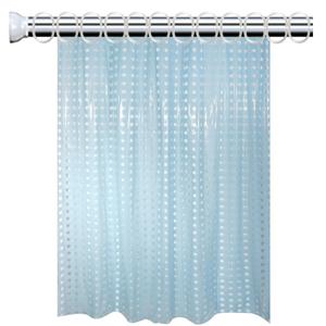 MSV Douchegordijn met ophangstang - uitschuifbaar 75-125 cm - lichtblauw - L180 x H200 cm - pvc