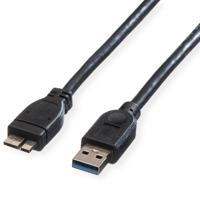 ROLINE USB 3.2 Gen 1 kabel, type, A M - Micro B M, zwart, 0,15 m