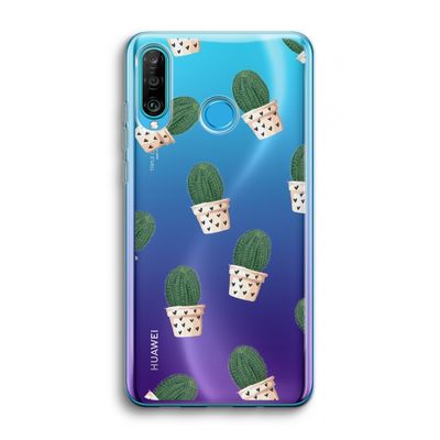 Cactusprint roze: Huawei P30 Lite Transparant Hoesje