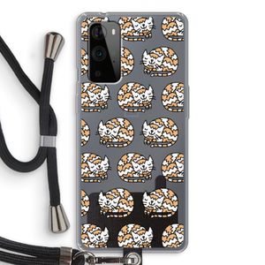 Slapende poes: OnePlus 9 Pro Transparant Hoesje met koord