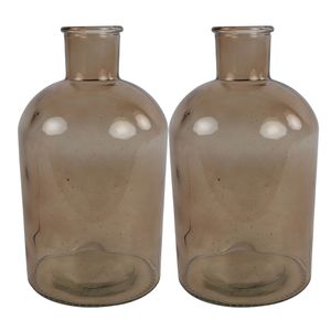 2x Stuks Countryfield Vaas - lichtbruin/transparant - glas - Apotheker fles vorm - D17 x H31 cm