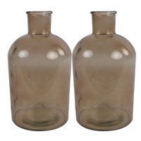 2x Stuks Countryfield Vaas - lichtbruin/transparant - glas - Apotheker fles vorm - D17 x H31 cm