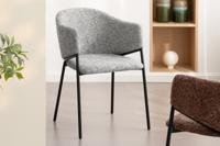 Design Stoel NOBLESSE Grijs Chenille Zwart Metalen Frame - 47577