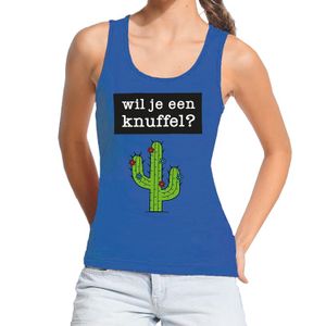 Wil je een Knuffel tekst tanktop / mouwloos shirt blauw dames