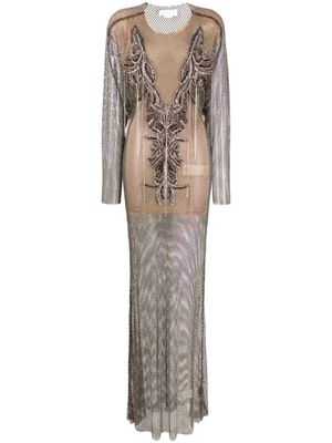 Genny robe longue à ornements en cristal - Noir