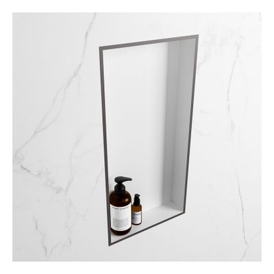 Wandnis Solid Surface Easy | In- en opbouw | 30x60x8 cm | 1 vak | DarkGrey/Talc