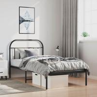 Bedframe met hoofdbord metaal zwart 100x200 cm