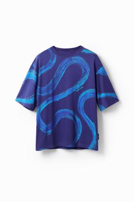 T-shirt met verfeffect - BLUE - XL