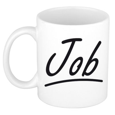 Naam cadeau mok / beker Job met sierlijke letters 300 ml Naam cadeau mok / beker Job met sierlijke letters 300 ml