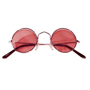 Hippie Flower Power Sixties ronde glazen zonnebril rood   -