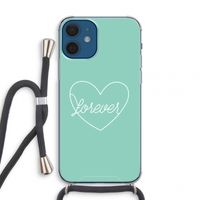 Forever heart pastel: iPhone 12 mini Transparant Hoesje met koord