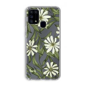 Wit bloemenpatroon: Samsung Galaxy M31 Transparant Hoesje