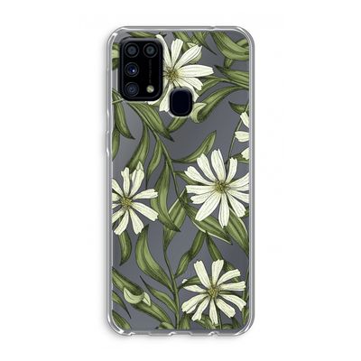 Wit bloemenpatroon: Samsung Galaxy M31 Transparant Hoesje