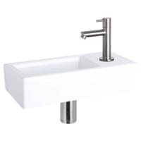 Differnz Ravo fonteinset keramiek - kraan recht - 38.5 x 18.5 x 9 cm - mat chroom