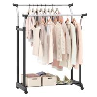 Rolbare Kledingrek Dubbele Stang Garderobe met Verstelbare Hoogte