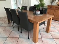 Set van 6 leren eetkamerstoelen - met wieltjes en hoge rug - grijs leer - Echt leer, Modern, ontdek de vele Leersoorten en Kleuren bij ShopX