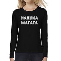 Hakuna Matata tekst t-shirt long sleeve zwart voor dames