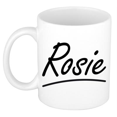 Rosie Naam koffiemok - beker - met sierlijke letters - wit - 300 ml - Cadeau - Dames